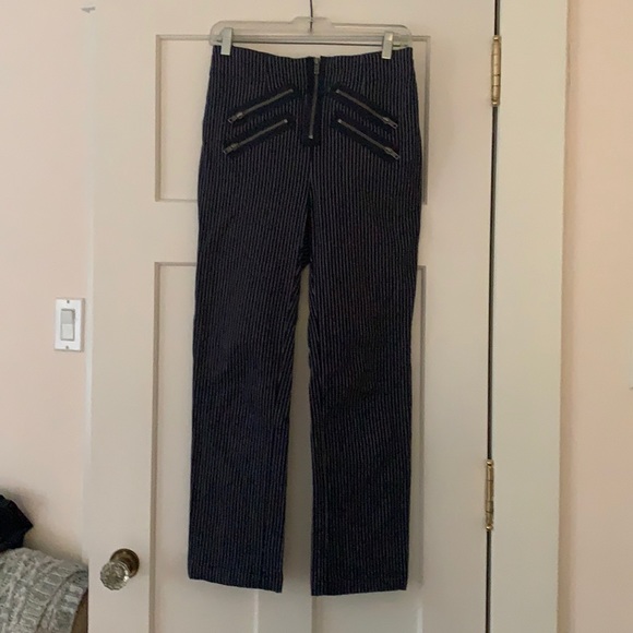 Urban Outfitter navy pinstripe pants with zippers - Picture 1 of 3